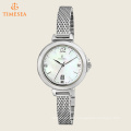 Women′s Diamond Gallery Analog Display Japanese Quartz White Watch 71222